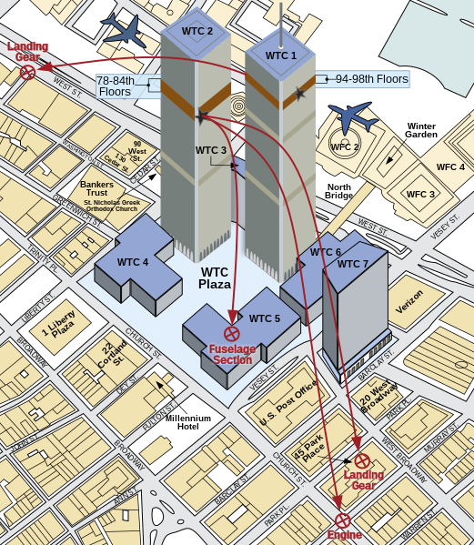 File:World Trade Center, NY - 2001-09-11 - Debris Impact Areas.svg
