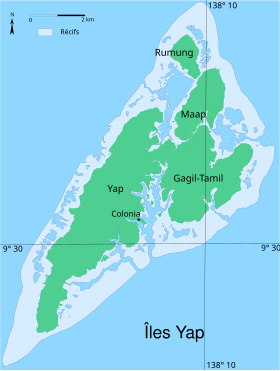 Carte des îles Yap.