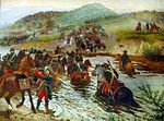 Ryska trupper korsar floden Vorskla.