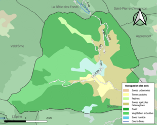 Carte en couleurs présentant l'occupation des sols.