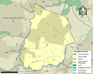 Carte en couleurs présentant l'occupation des sols.