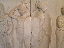 Roman heavy infantry from the 2nd century BC depicted on the Ahenobarbus relief Altar of Domitius Ahenobarbus (detail).jpg