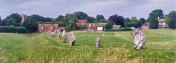 English: Avebury Henge and Village, England Ph...