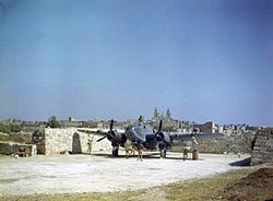 RAF Luqa in 1943, with the village in the background