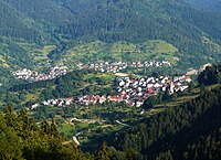 Blick von der Roten Lache auf die Forbacher Ortsteile Bermersbach (vorne) und Gausbach