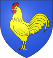 D'azzurro, al gallo d'oro, crestato e barbigliato di rosso (Vogüé, Francia)