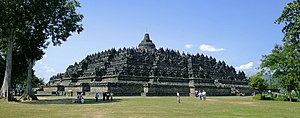 Borobudur temple view from northeast plateau, ...