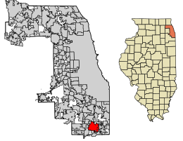 Location of Chicago Heights in Cook County, Illinois.