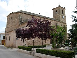 View of the church of El Picazo in the Town Hall Square