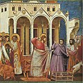 Jesuo forpelas la komercistojn de Giotto, 1305, Scrovegni-Kapelo, Padovo