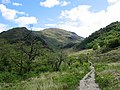 Blick aus dem Gleann Meadail von Westen auf den Druim Righeanaich, dahinter der Gipfel des Meall Buidhe