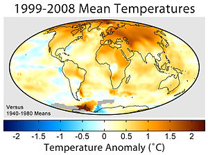 Mean surface temperature change for the period...
