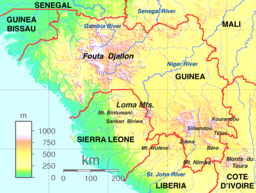 Guinea Highlands utsträckning
