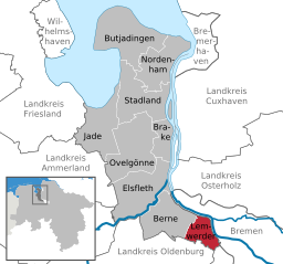 Läget för kommunen Lemwerder i Landkreis Wesermarsch