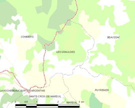 Mapa obce Les Graulges