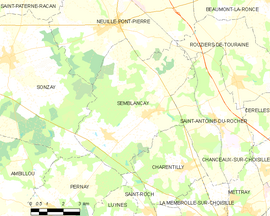 Mapa obce Semblançay