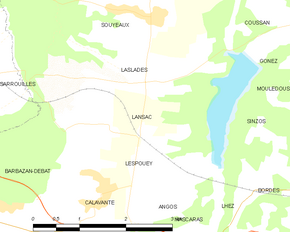 Poziția localității Lansac