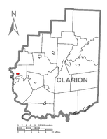 Map showing St. Petersburg in Clarion County