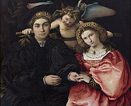 Portret van Marsilio Cassotti en zijn bruid Faustina