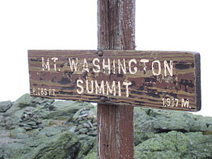 Sign at the summit of Mount Washngton, New Ham...