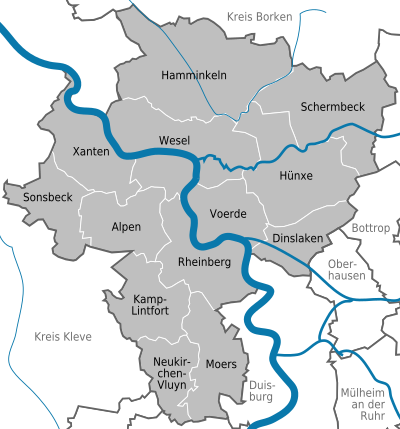 Mapa do distrito de Wesel