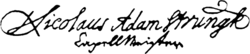 Nicolaus Adam Strungks signatur