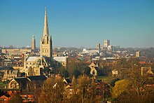 Norwich, with an urban population of 210,000, is the largest settlement in East Anglia. Norwich Skyline.jpg