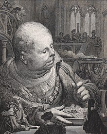 Pèlerins mangés en salade - Gravure de Gustave Doré pour le chapitre 38 de Gargantua.jpg