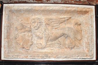 Plaster cast of lion holding the Bembo coat of arms. Irakleion, Crete.