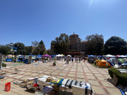 Students in the encampment the day before the mob attack