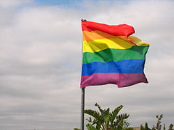 Rainbow flag flapping in the wind