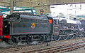 La 45690 "Leander" pintada en el color negro del British Rail.