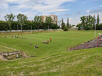 stadion, trénink mladých ragbistů