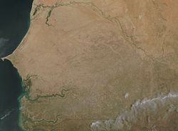 Nasa-Satellietbeeld van Senegal.