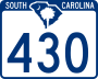 South Carolina Highway 430 marker