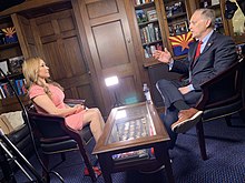 Daily Caller journalist Stephanie Hamill interviewing Republican Congressman Andy Biggs in 2020. Stephanie Hamill interviewing Andy Biggs.jpg