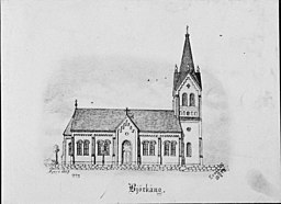 Kyrkan på teckning från 1875.