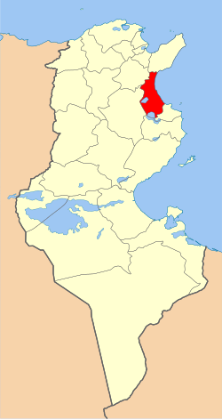 Map of Tunisia with Sousse highlighted