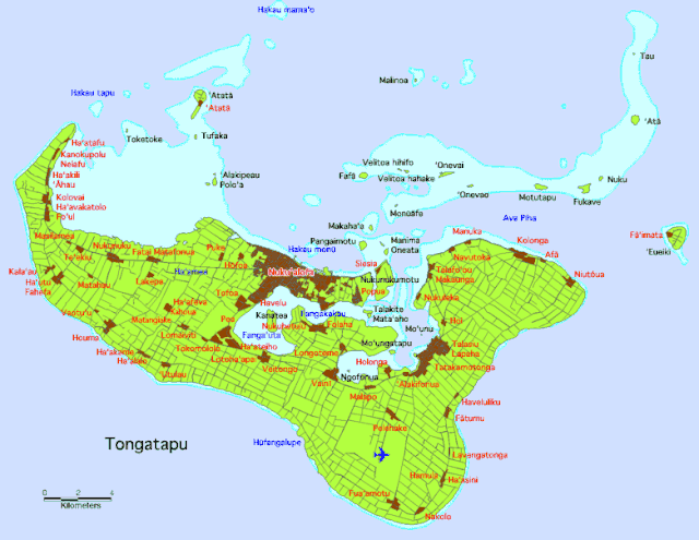 Insel Tongatapu, mit Nukuʻalofa an der Nordküste