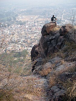 Toshām Hill showing the site of the ancient monastery and water cascade