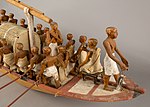 Modello di barca da viaggio a remi dalla TT280 (particolare) (Metropolitan Museum, scavi del 1920, cat. MET 20.3.2)