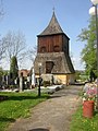 Wooden belfry in Tuřany. Unlike other areas of the Czech Republic many wooden bell towers survived into present time in Kladno District.