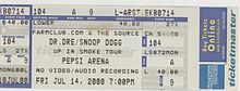 Ticket for Dr. Dre's Up in Smoke Tour in Albany, New York, July 2000 Up in Smoke Tour concert ticket 2.jpg