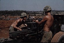 161 Bty prepare for a fire mission at Firebase Pat, 16 February 1970. 161st Battery, February 1970.jpg