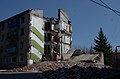 Damaged building in Snizhne, August 6, 2014