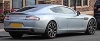 Rear three-quarters view of a silver 2016 Rapide S.