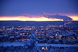 Rovaniemi, die hoofstad van Lapland, tydens die winter