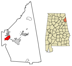 Location of Leesburg in Cherokee County, Alabama.