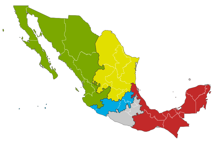 Mapa de México dividido por estados