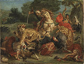 Eugène Delacroix, 1855, The Lion Hunt (La Chasse aux lions), Nationalmuseum, Sweden